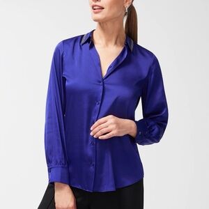 Chico's Ball Chain Detail Button Down Collared Shirt - Purple